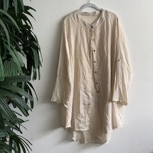Long linen button up top/dress